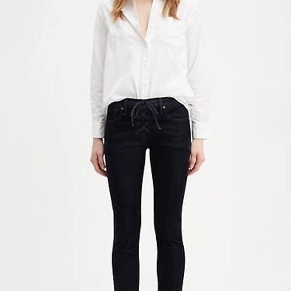 RARE Levi’s Made and Crafted Lace-Up Cigarette Slim Velvet Denim Jeans - Picture 2 of 8